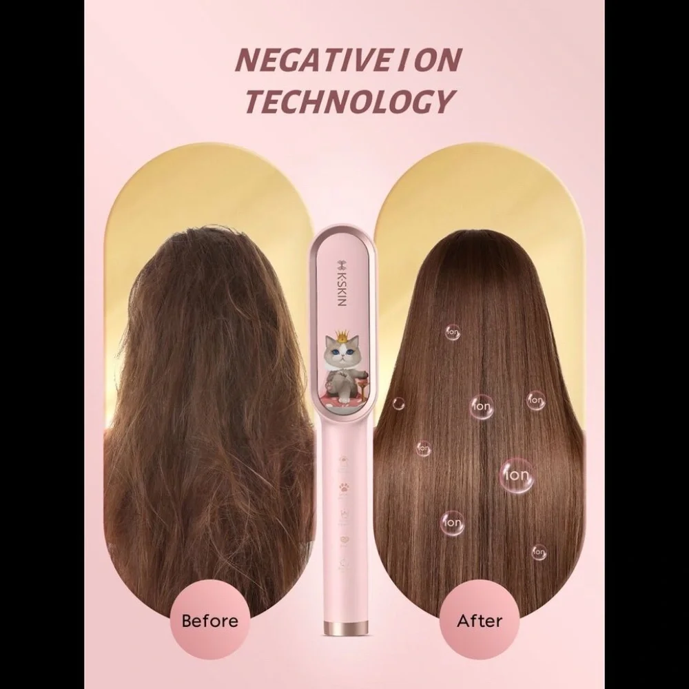 K·SKIN Pink Cat Pattern Hair Straightener